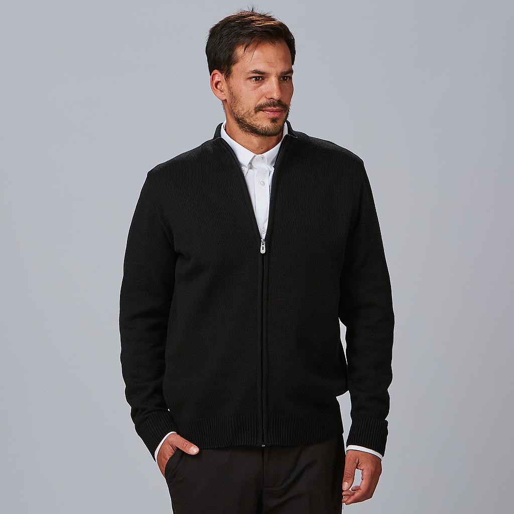 102800-001 - CARDIGAN HOMBRE PUNTO GRUESO CON CREMALLERA NEGRO