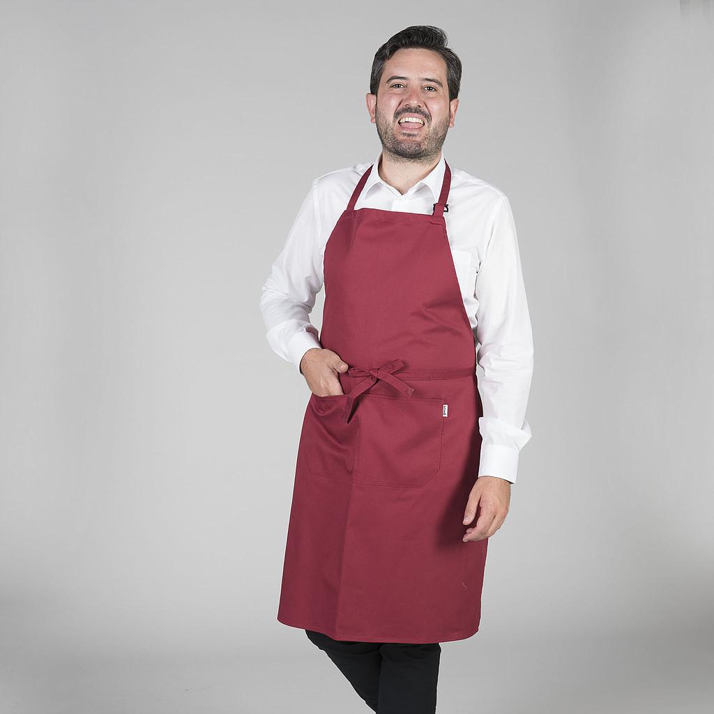 116100-607 - DELANTAL PETO Y BOL SARGA POLIESTER 90X75 CM GRANATE