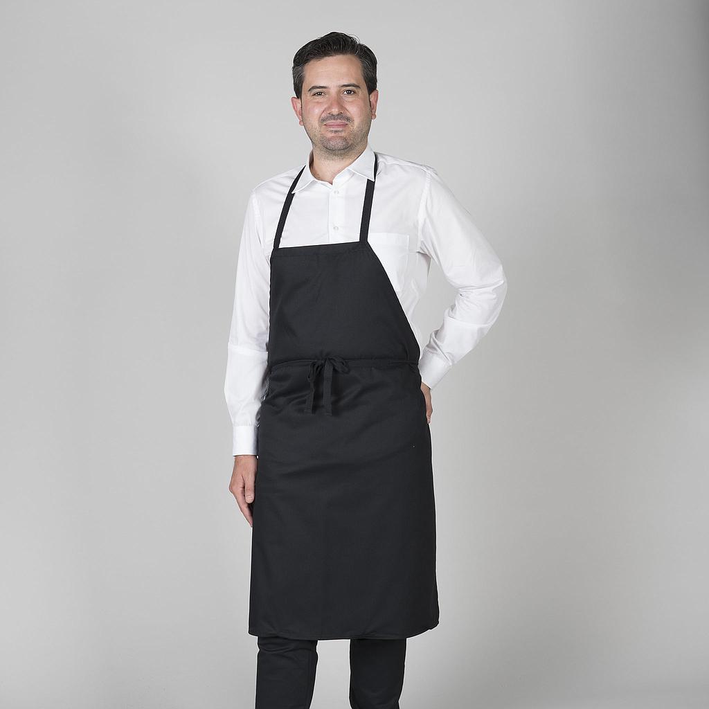 116300-001 - DELANTAL PETO Y CINTAS DE ALGODON 90X75 CM NEGRO