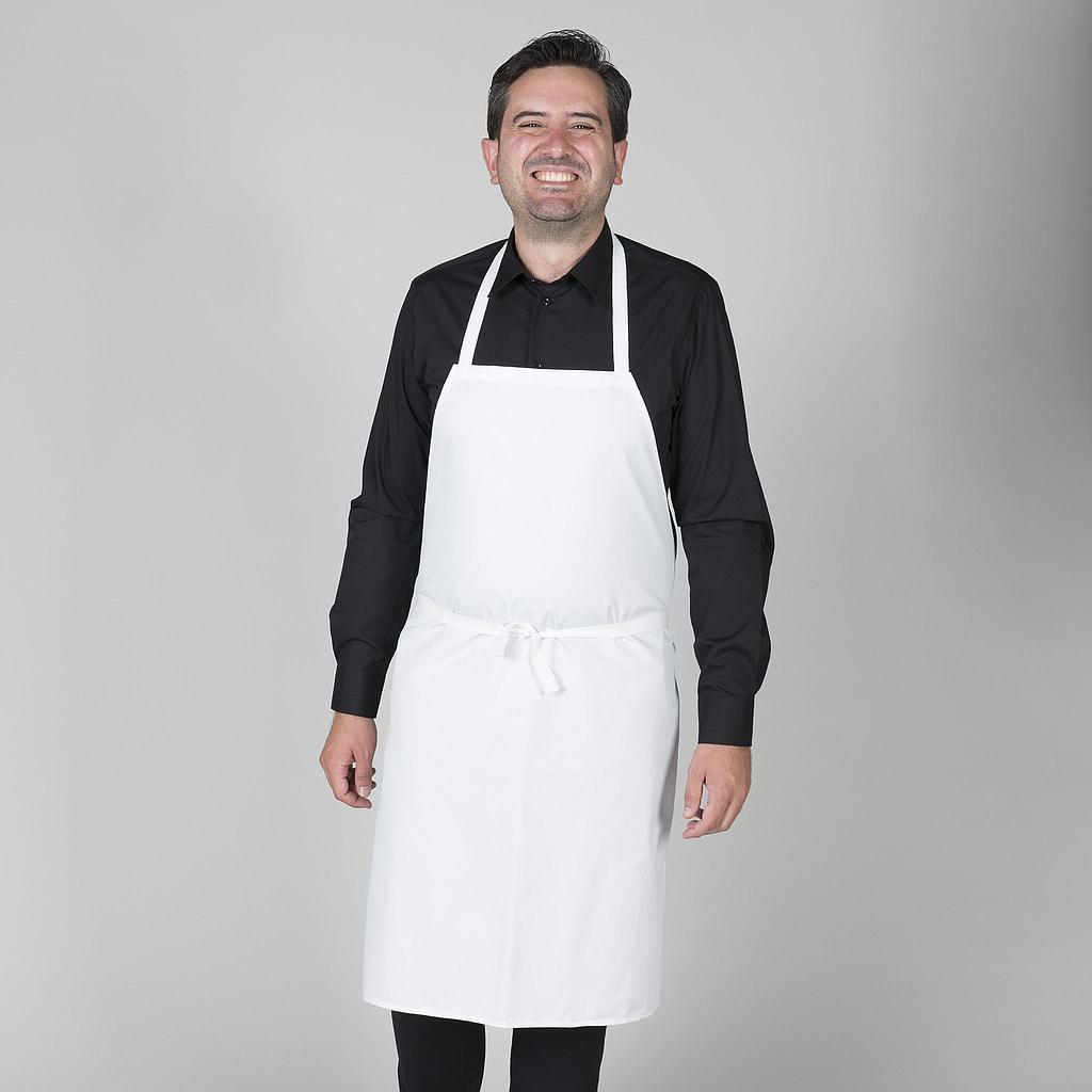 116300-101 - DELANTAL PETO Y CINTAS DE ALGODON 90X75 CM BLANCO