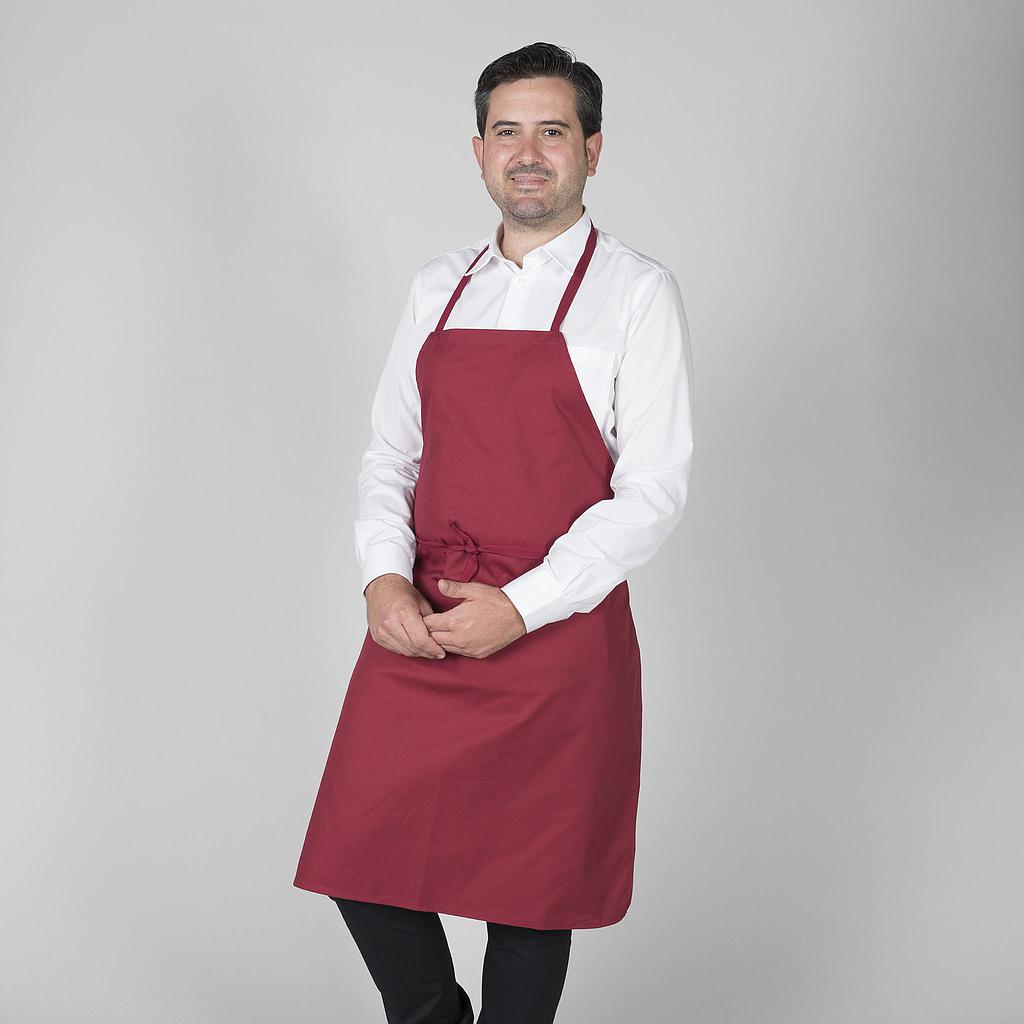 116300-112 - DELANTAL PETO Y CINTAS DE ALGODON 90X75 CM BURDEOS