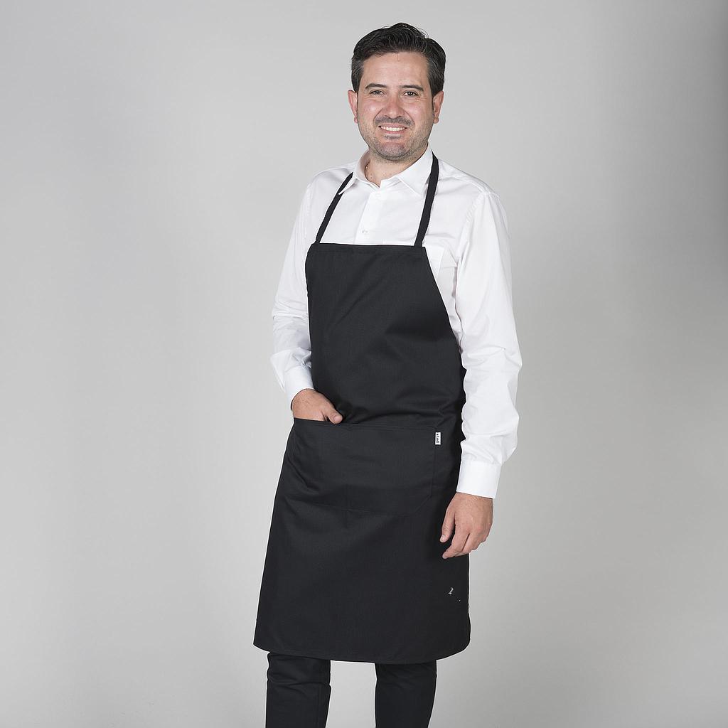 116400-001 - DELANTAL PETO Y BOLSILLO CINTAS 90X75 CM NEGRO