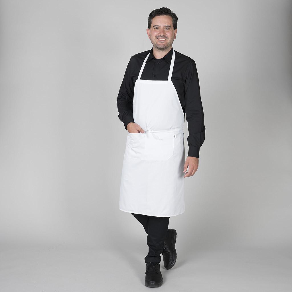 116400-101 - DELANTAL PETO Y BOLSILLO CINTAS 90X75 CM BLANCO