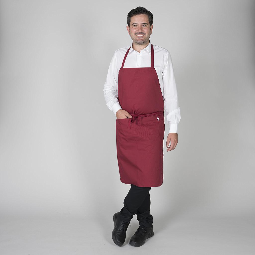 116400-112 - DELANTAL PETO Y BOLSILLO CINTAS 90X75 CM BURDEOS