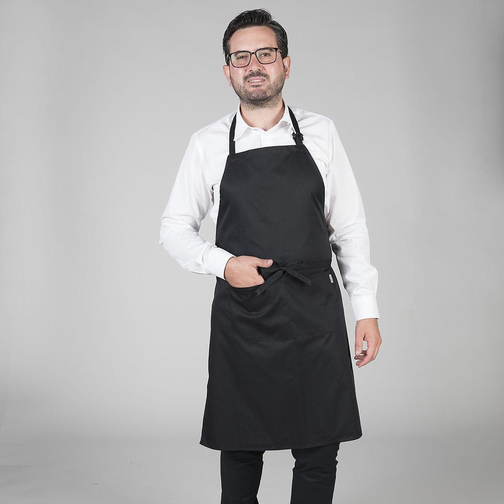 116BC0-001 - DELANTAL CON PETO Y BOLSILLO 90x75 CM SARGA NEGRO
