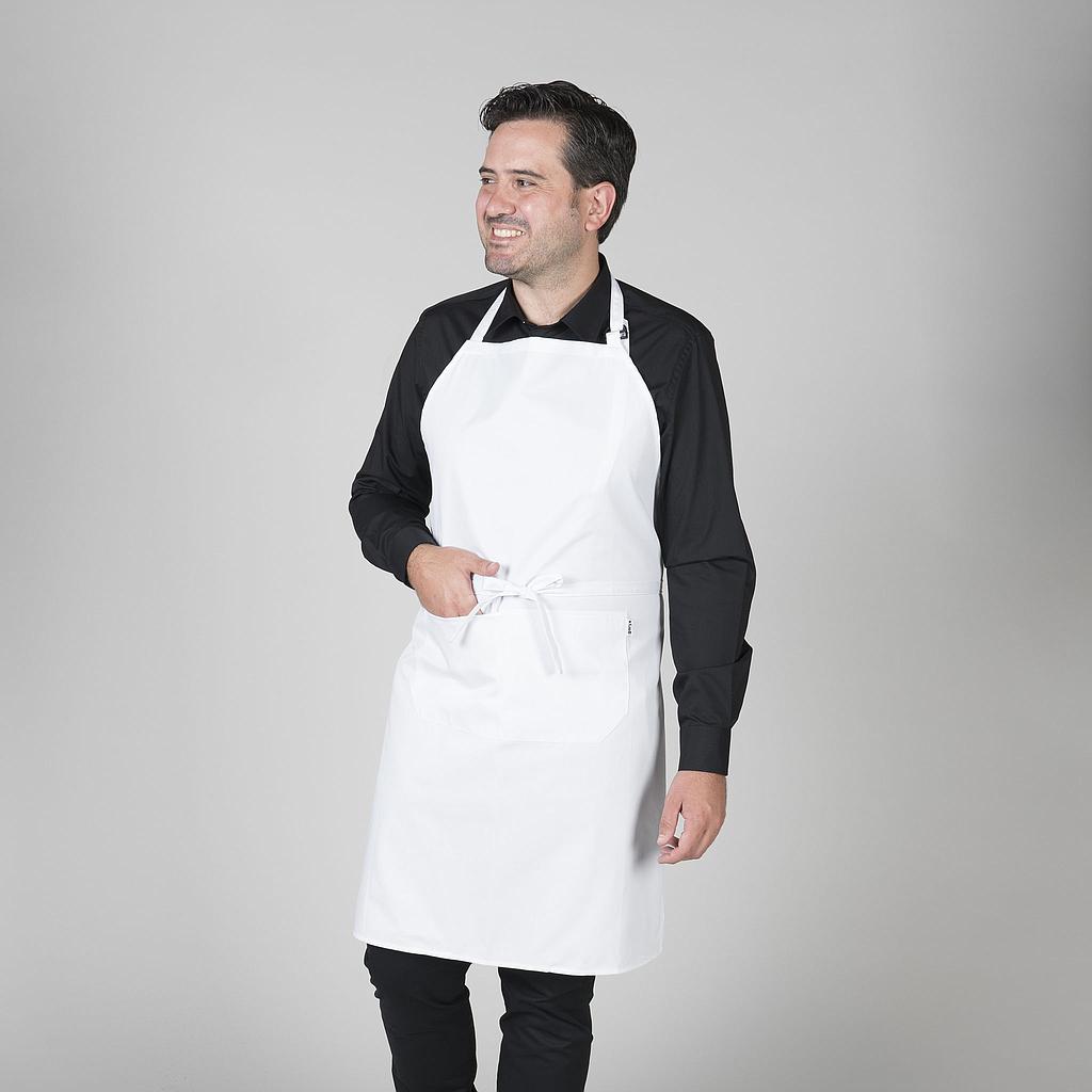 116BC0-101 - DELANTAL CON PETO Y BOLSILLO 90x75 CM SARGA BLANCO