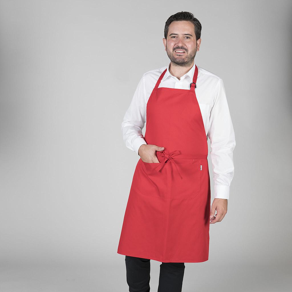 116BC0-105 - DELANTAL CON PETO Y BOLSILLO 90x75 CM SARGA ROJO