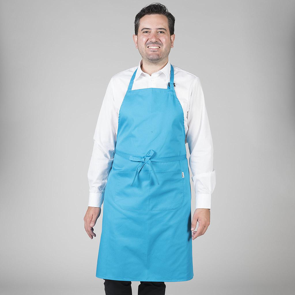 116BC0-115 - DELANTAL CON PETO Y BOLSILLO 90x75 CM SARGA TURQUESA