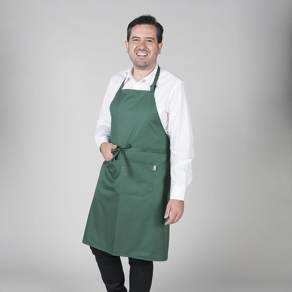 116BC0-118 - DELANTAL CON PETO Y BOLSILLO 90x75 CM SARGA VERDE BOTELLA