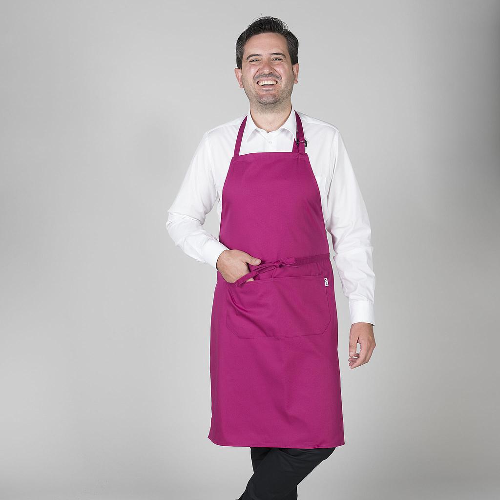 116BC0-138 - DELANTAL CON PETO Y BOLSILLO 90x75 CM SARGA FRAMBUESA