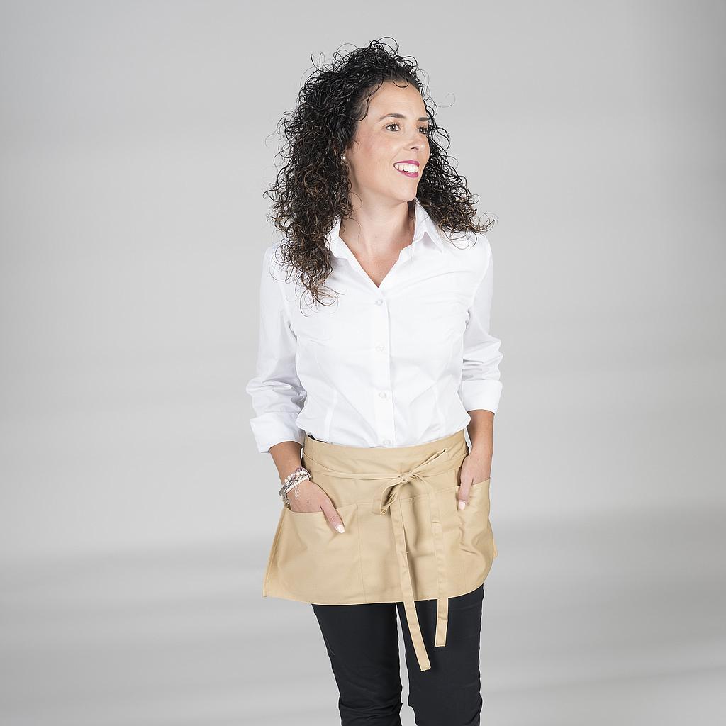 120000-141 - DELANTAL SIN PETO CORTO BOLSILLO 30X60 CM CREMA