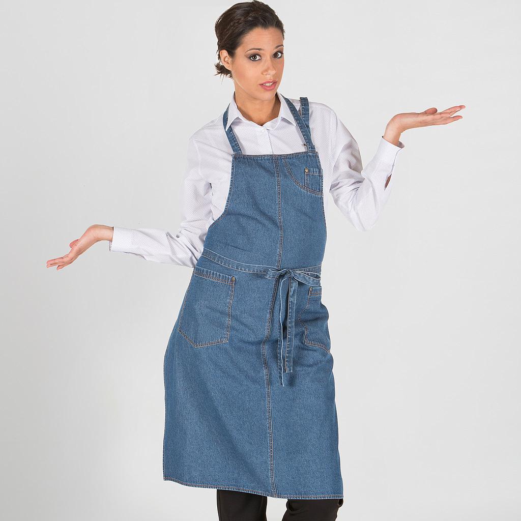 153300-805 - DELANTAL CON PETO 2 BOLSILLOS TEJANO GRUESO 95X75 CM