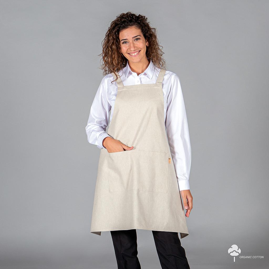 157400-110 - DELANTAL CON PETO TEJIDO ORGANICO 76X92 CM BEIGE