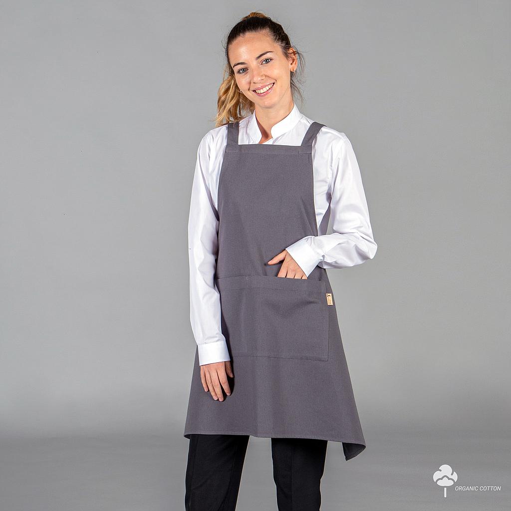 157400-139 - DELANTAL CON PETO TEJIDO ORGANICO 76X92 CM GRIS MARENGO