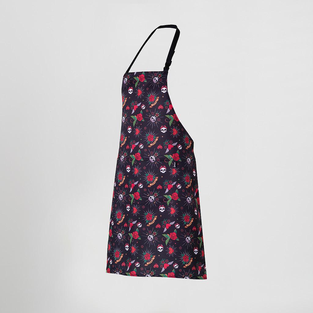 159200-4112 - DELANTAL CON PETO ESTAMPADO 80X68 CM TATTOO