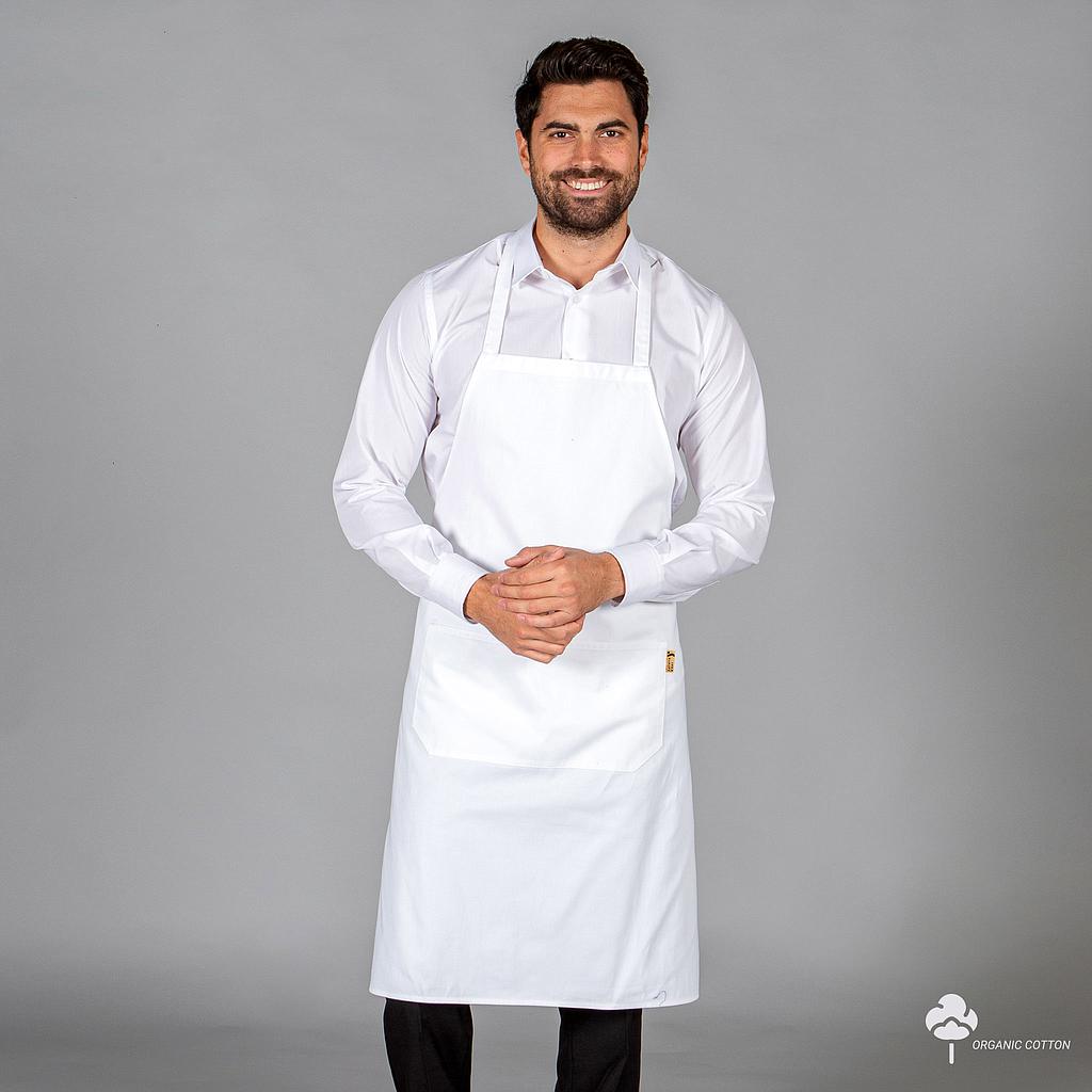 159800-101 - DELANTAL CON PETO TEJIDO ORGANICO 91X74 CM BLANCO