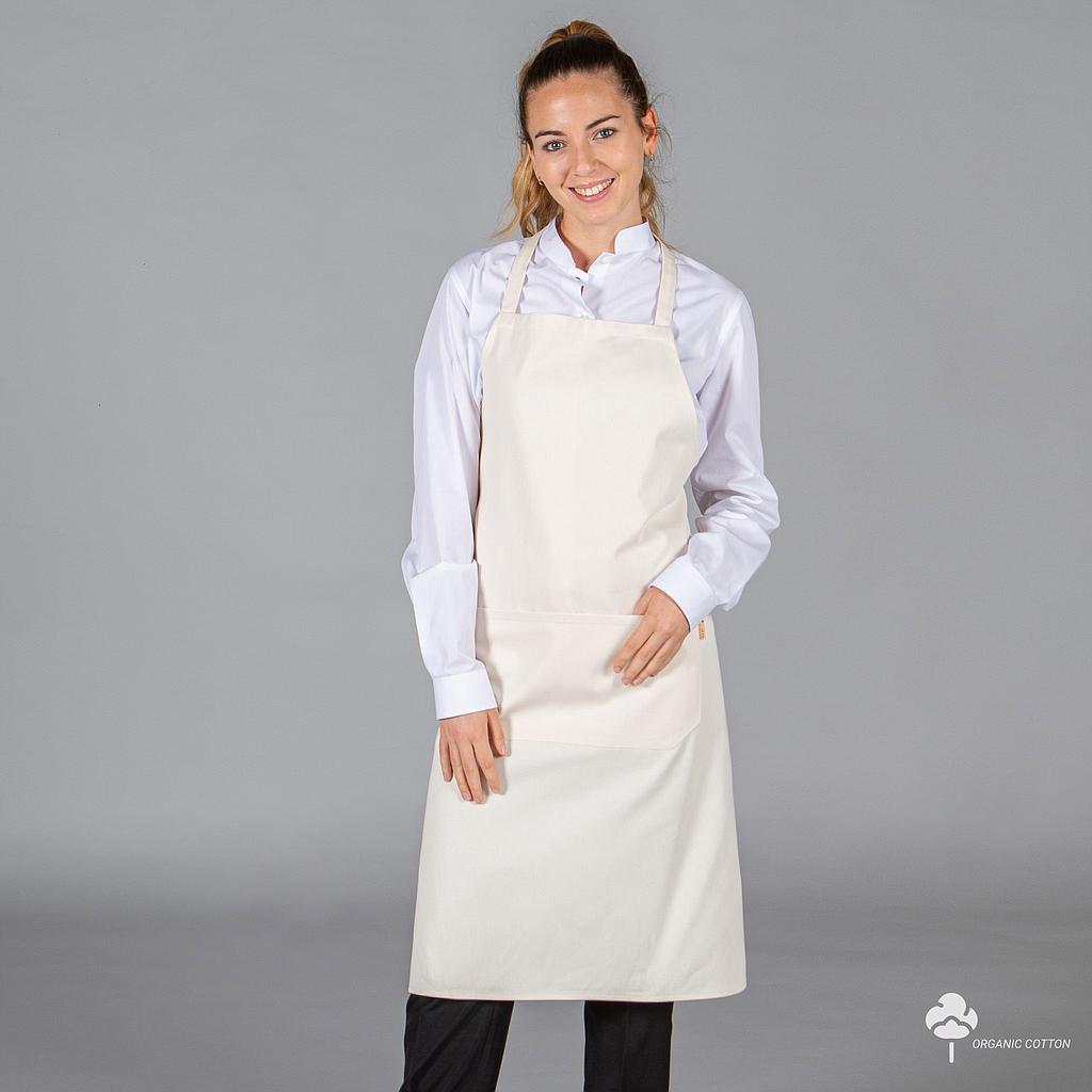 159800-114 - DELANTAL CON PETO TEJIDO ORGANICO 91X74 CM MARFIL