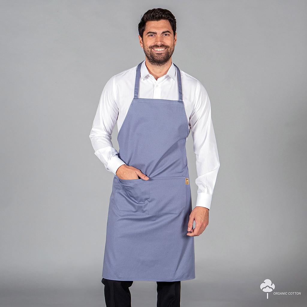 159800-152 - DELANTAL CON PETO TEJIDO ORGANICO 91X74 CM AZUL GRISÁCEO