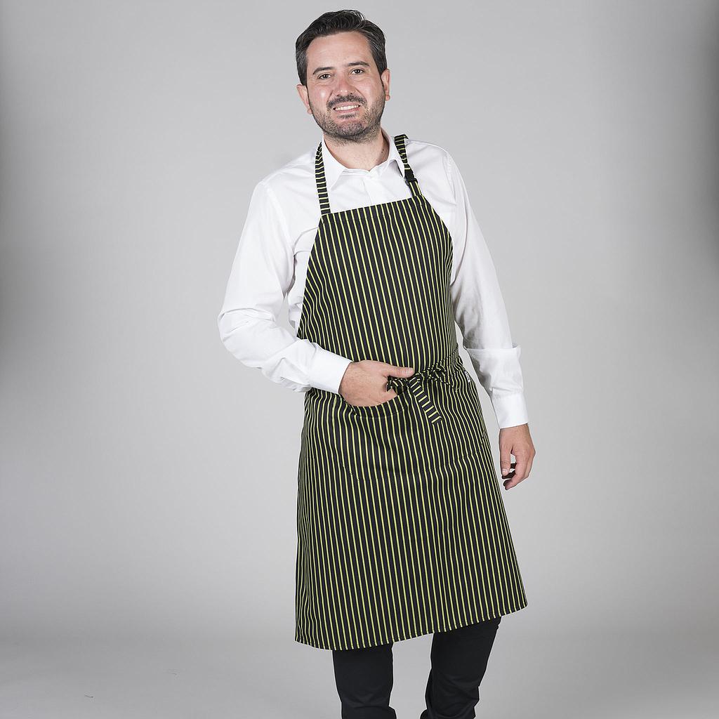 161000-725 - DELANTAL ESTAMPADO HEBILLA 95X75 CM RAYAS PISTACHO