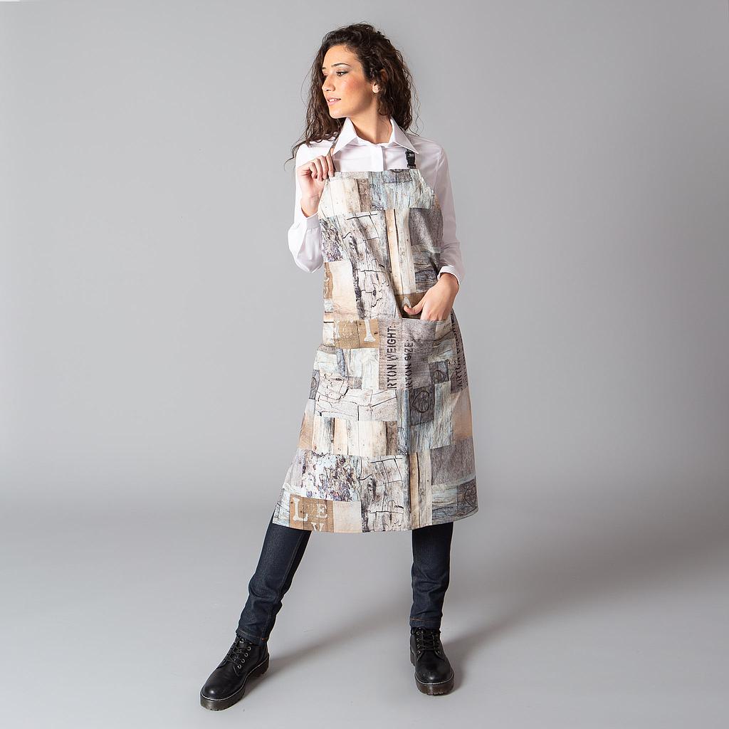 161100-5107 - DELANTAL ESTAMPADO HEBILLA 95X75 CM MADERAS