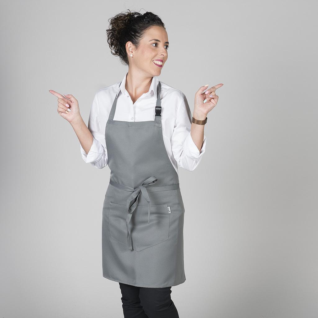 181000-606 - DELANTAL CORTO CON PETO 68X68 CM GRIS