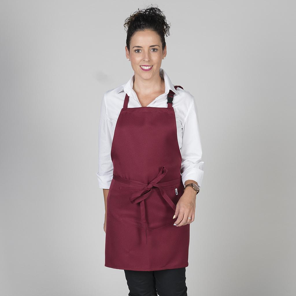 181000-607 - DELANTAL CORTO CON PETO 68X68 CM GRANATE