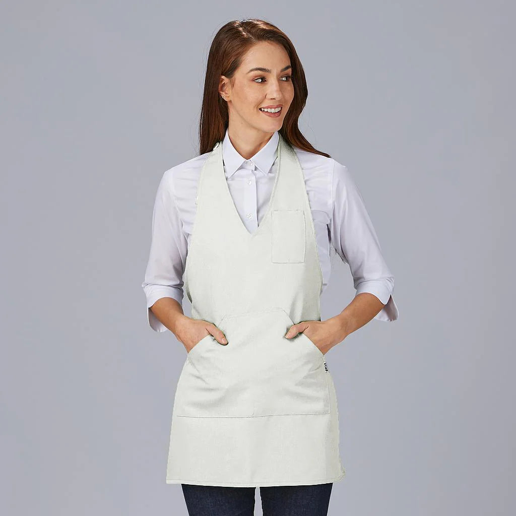 182000-101 - DELANTAL BISTRO ESCOTE PICO BOLSILLO CENTRO 80X65 CM BLANCO