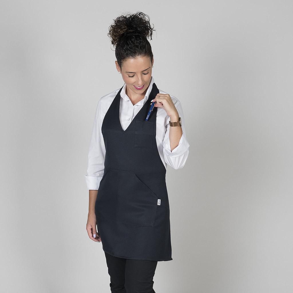 182000-104 - DELANTAL BISTRO ESCOTE PICO BOLSILLO CENTRO 80X65 CM MARINO