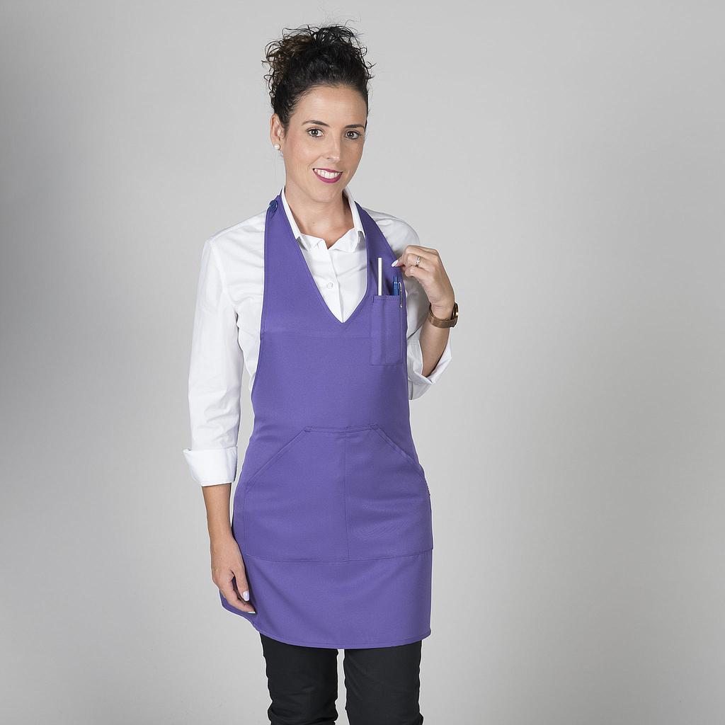 182000-136 - DELANTAL BISTRO ESCOTE PICO BOLSILLO CENTRO 80X65 CM MORADO