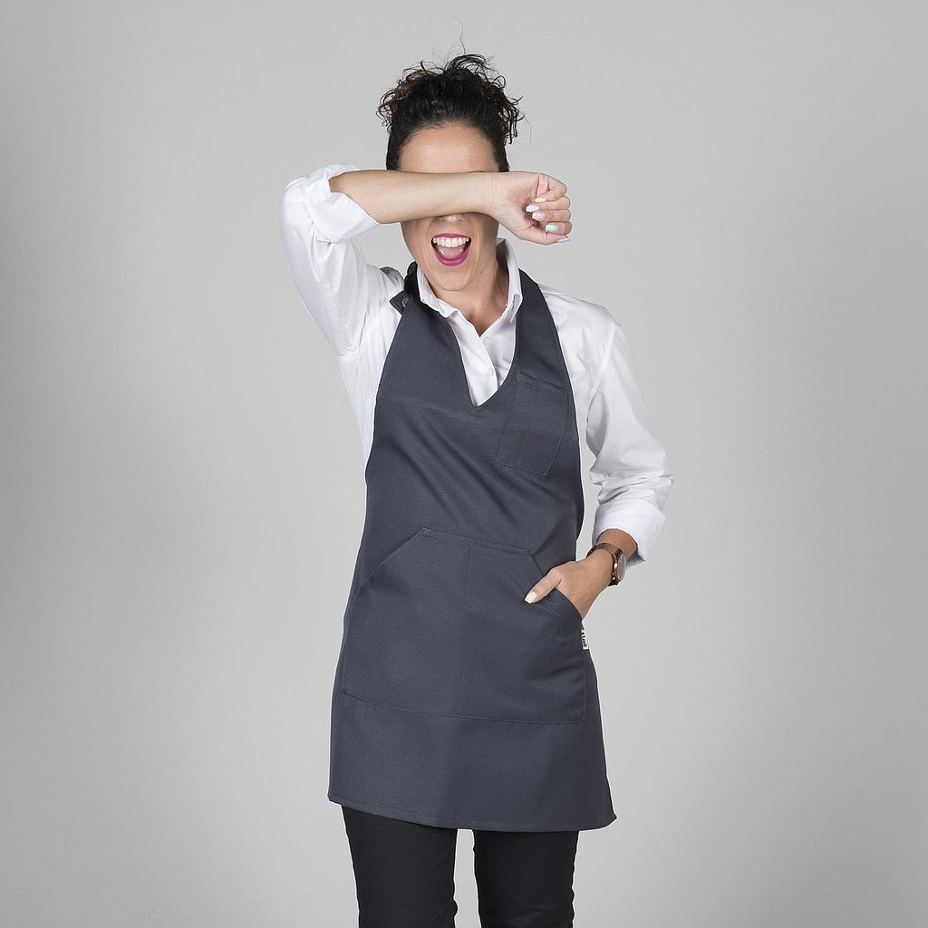 182000-139 - DELANTAL BISTRO ESCOTE PICO BOLSILLO CENTRO 80X65 CM GRIS MARENGO