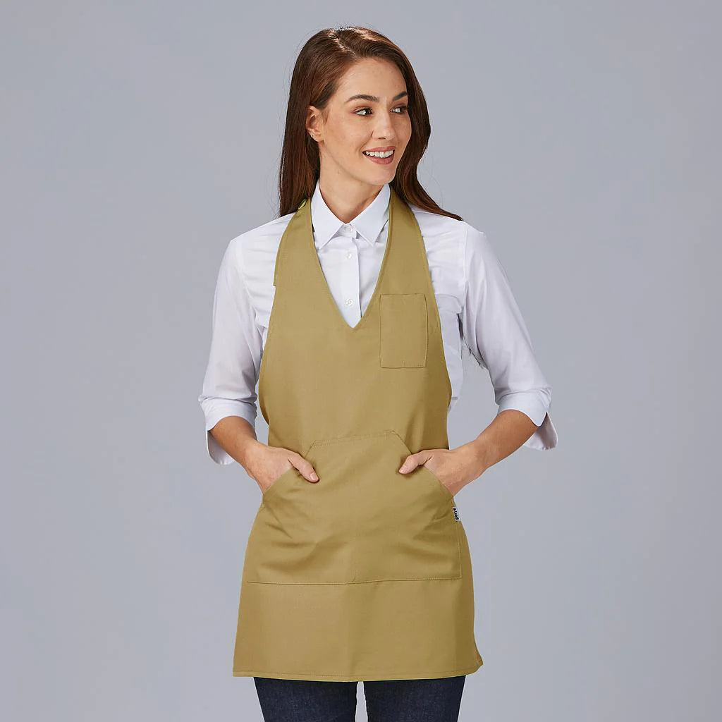 182000-141 - DELANTAL BISTRO ESCOTE PICO BOLSILLO CENTRO 80X65 CM CREMA