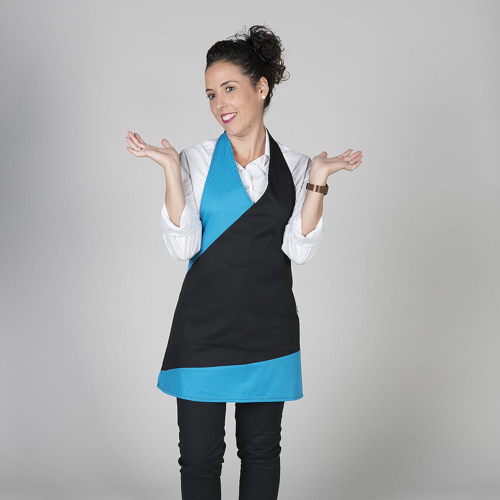 183000-115 - DELANTAL BISTRO COMBINADO 80X65 CM TURQUESA