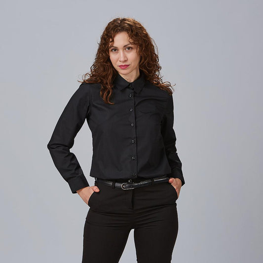 240001-001 - CAMISA MUJER M/L ELASTAN "RED LINE" NEGRO