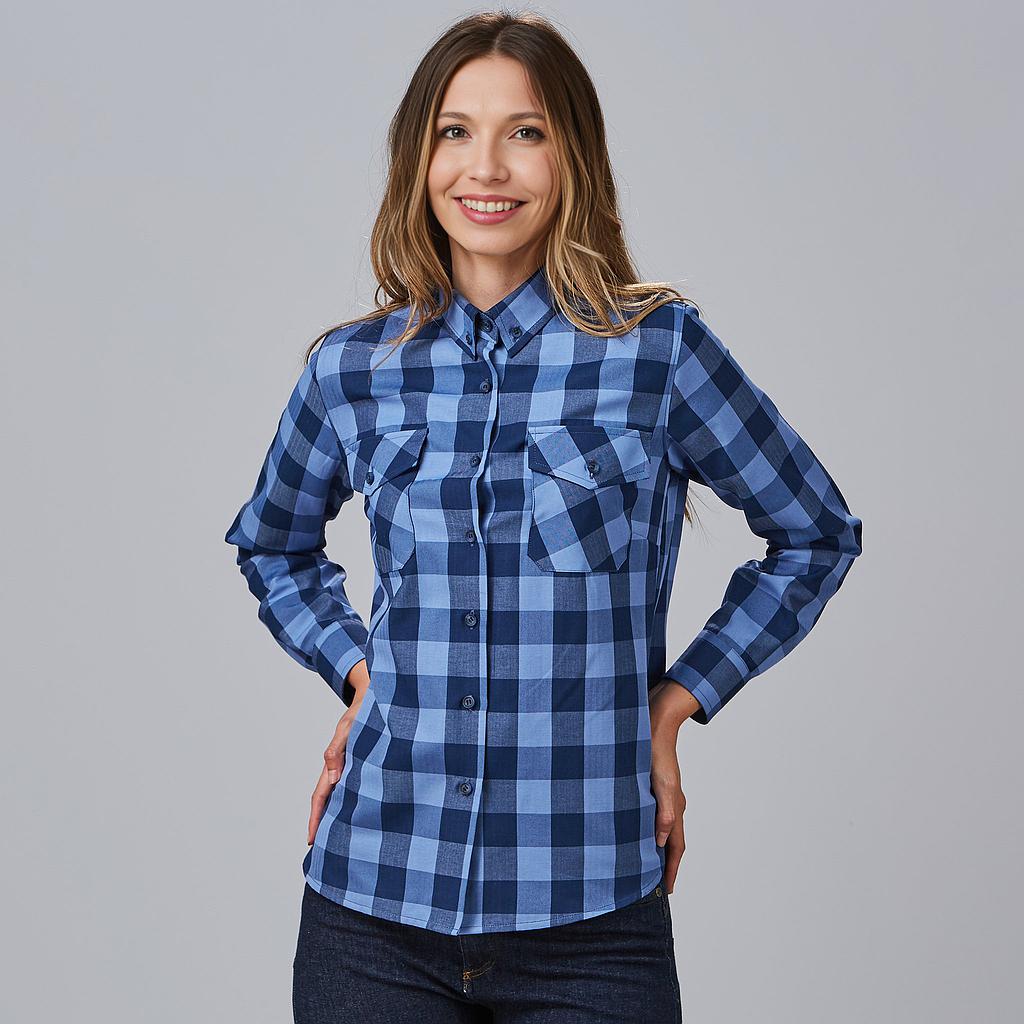 240029-297 - CAMISA MUJER ALICE CUADRO CELESTE-MARINO