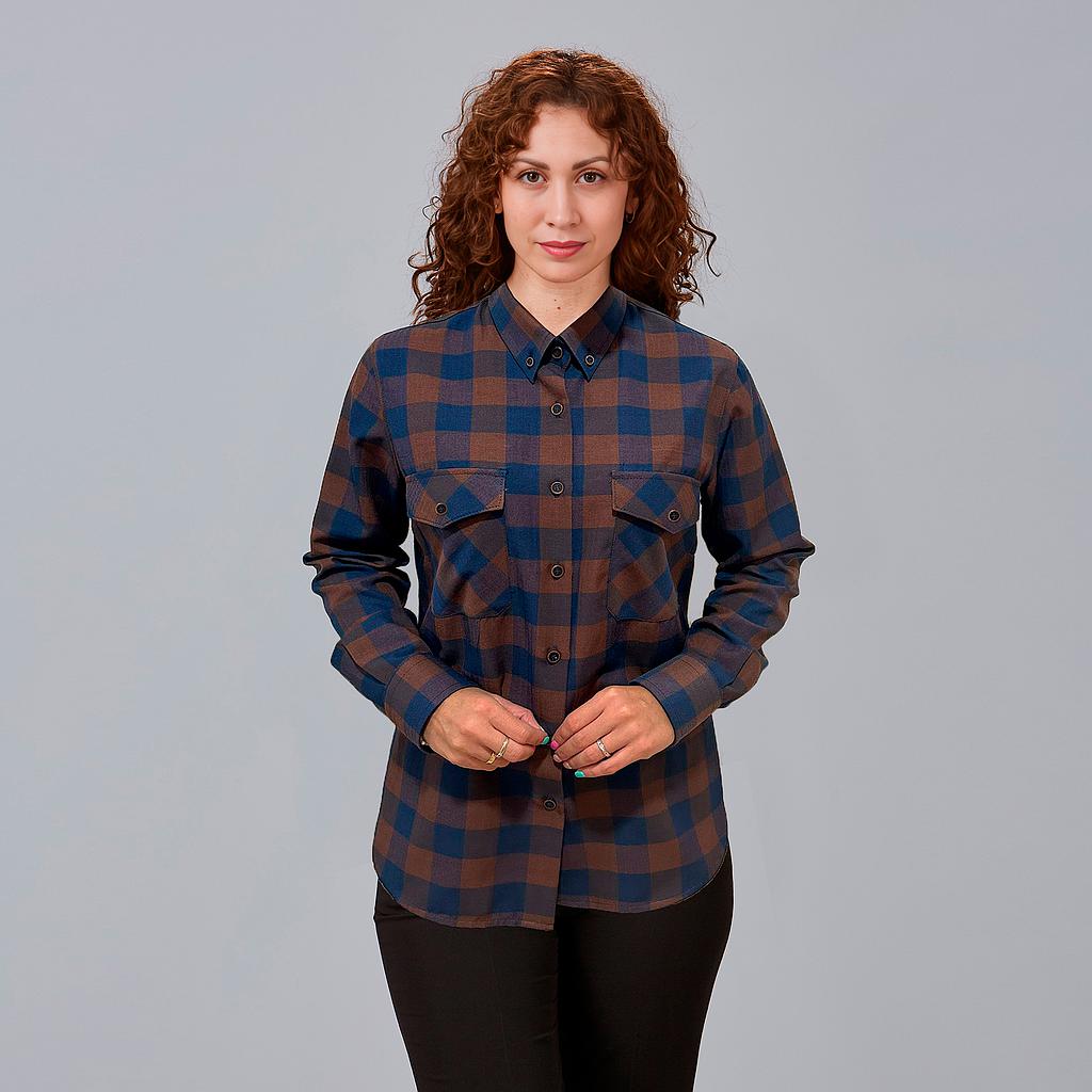 240029-298 - CAMISA MUJER ALICE CUADRO MARRÓN-MARINO