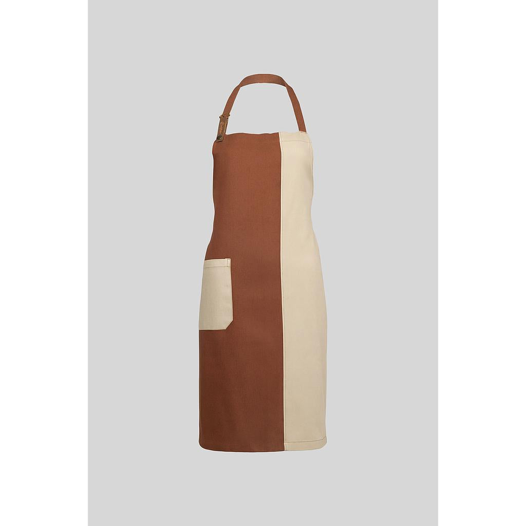 266231-186 - DELANTAL PETO BICOLOR JOKER MARRÓN CLARO C/BEIGE