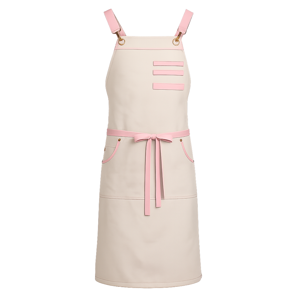 330313-146 - DELANTAL PETO DIAMOND BEIGE C/ROSA