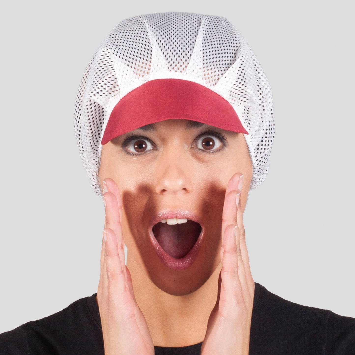 415000-112 - GORRO MUJER REJILLA VISERA COLOR (PAQ. 10 UNID) BURDEOS
