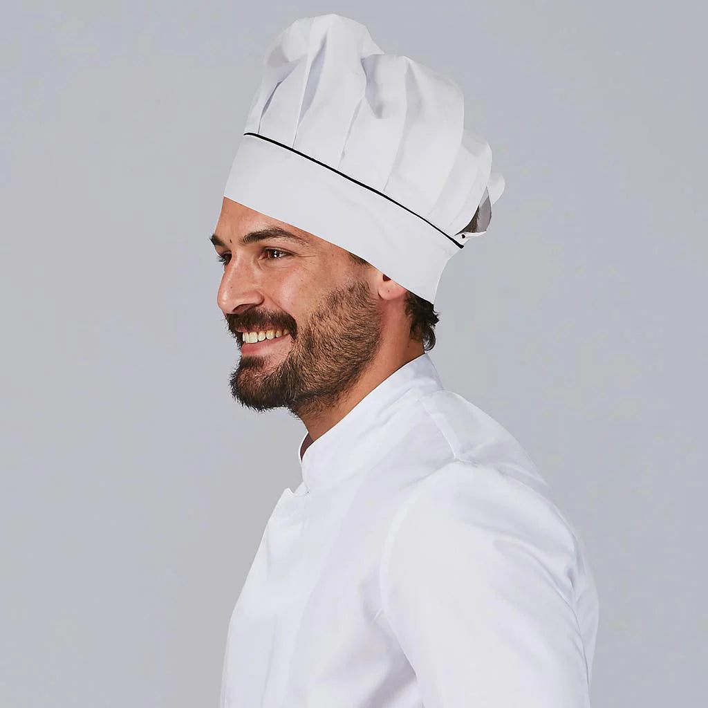 448600-001 - GORRO CHEF CON VELCRO BLANCO VIVO COLOR NEGRO