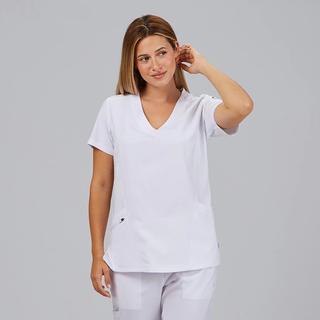 600074-101 - BLUSA MUJER CUELLO CANALE M/C NANCY BLANCO