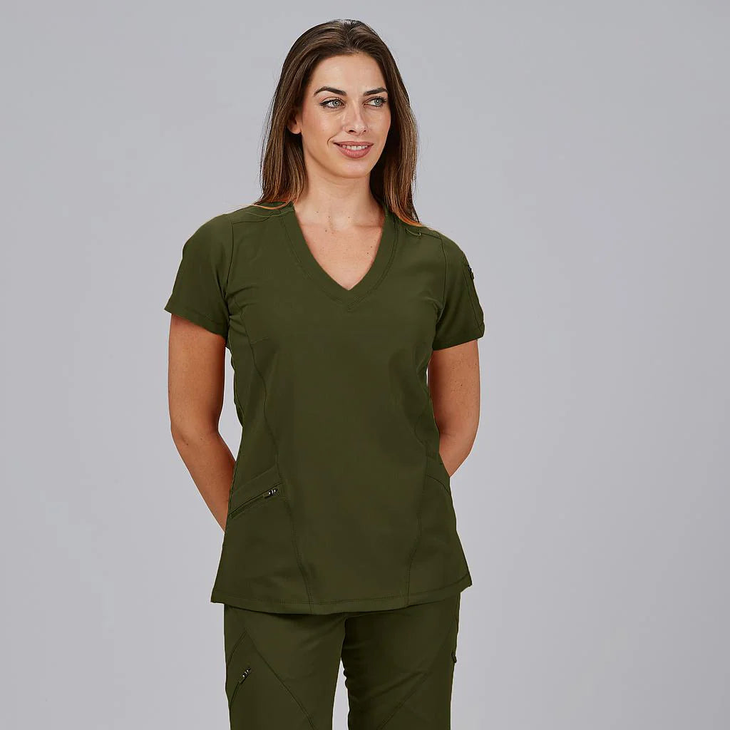 600074-154 - BLUSA MUJER CUELLO CANALE M/C NANCY VERDE MUSGO