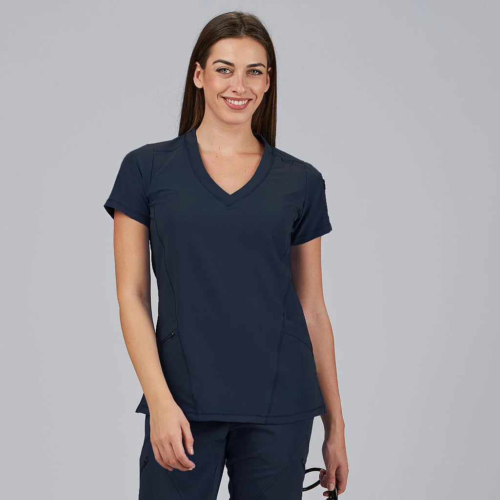 600074-165 - BLUSA MUJER CUELLO CANALE M/C NANCY AZUL PROFUNDO