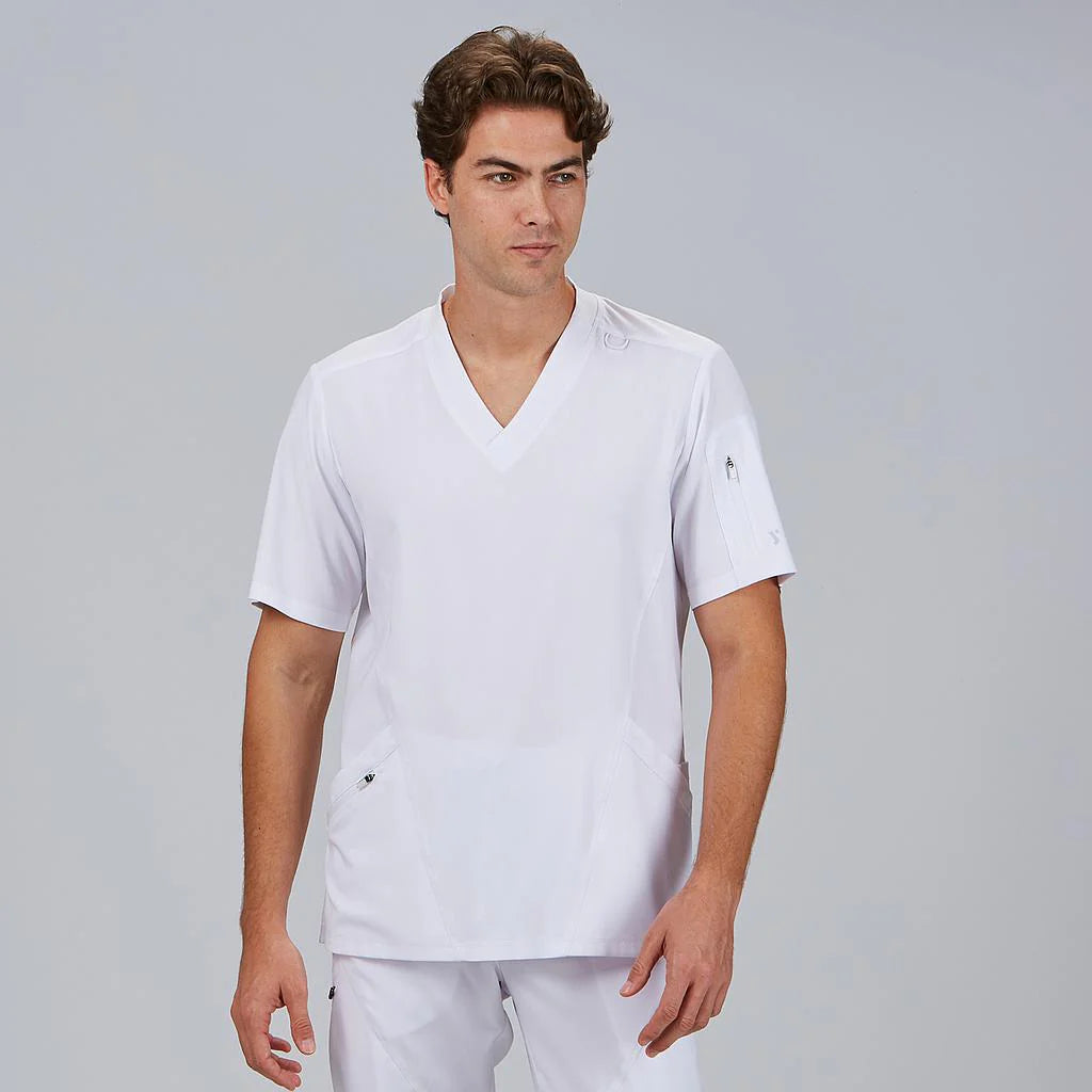 600077-101 - BLUSA HOMBRE CUELLO CANALE M/C RUBEN BLANCO