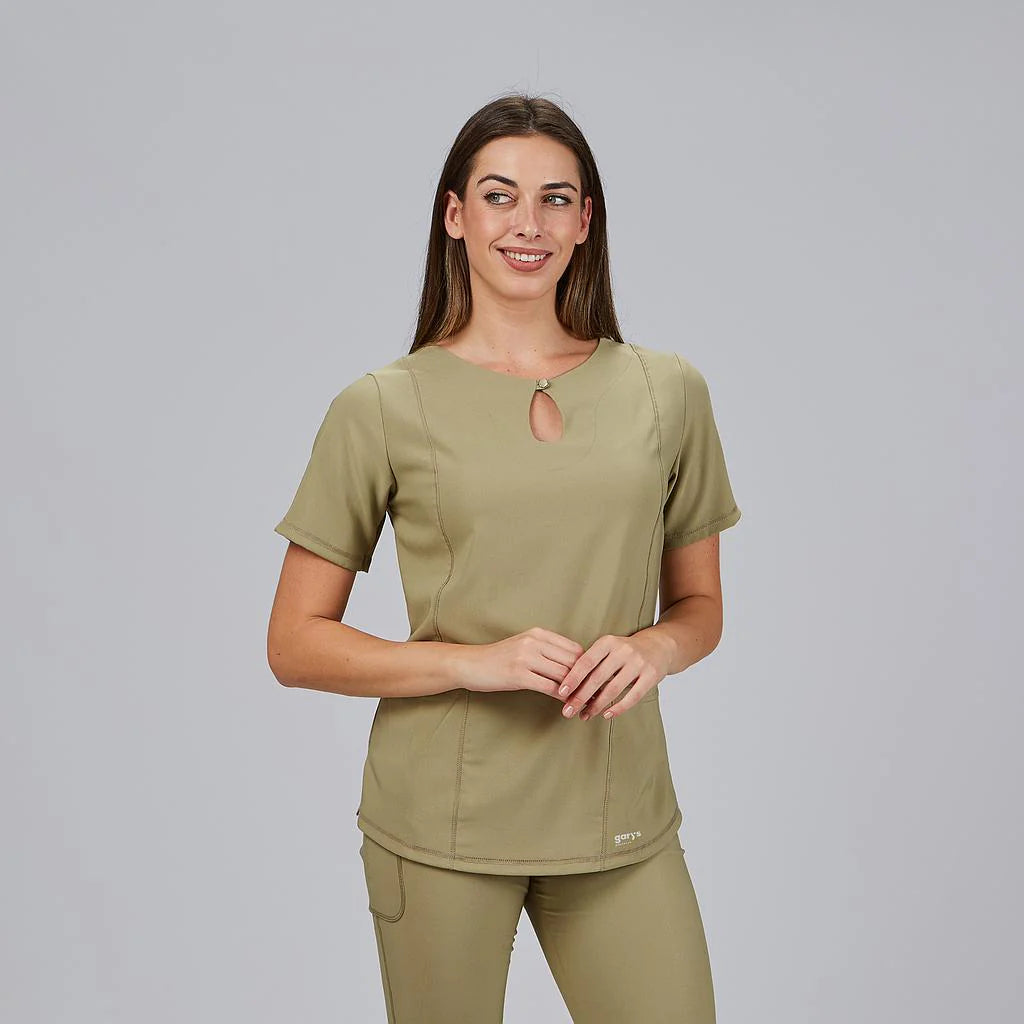 600084-121 - BLUSA MUJER ESCOTE LAGRIMA M/C MARIA VERDE OLIVA