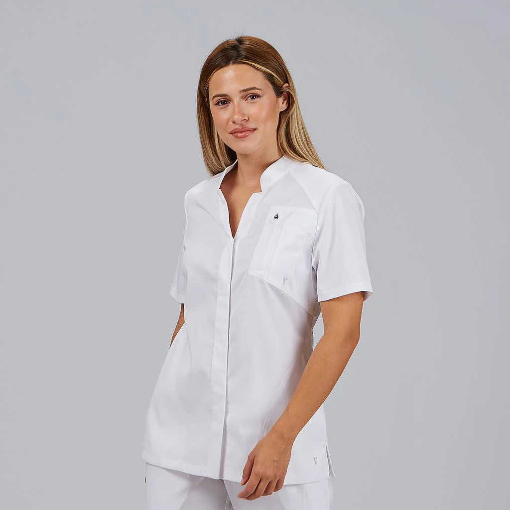 600087-101 - BLUSA MUJER ABIERTA M/C MINA BLANCO