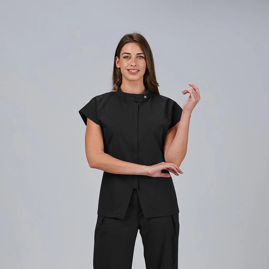 600089-001 - BLUSA MUJER ABIERTA CREMALLERA M/C MUSA NEGRO