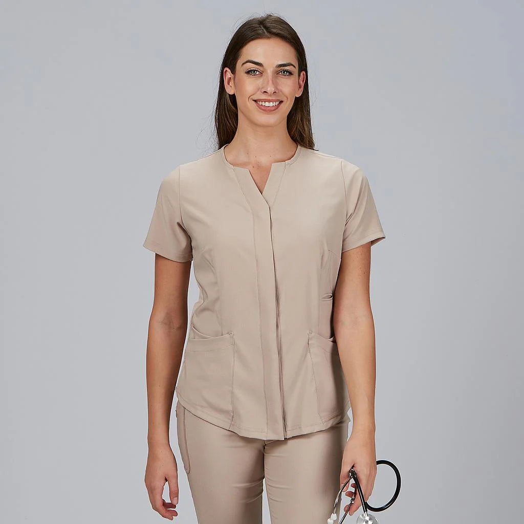 600092-110 - BLUSA MUJER ABIERTA C/PICO M/C DULCINEA BEIGE