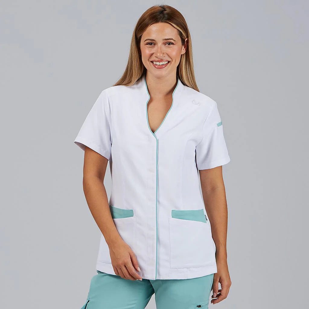 600094-143 - BLUSA MUJER ABIERTA CUELLO MAO M/C YLENA AGUA MARINA