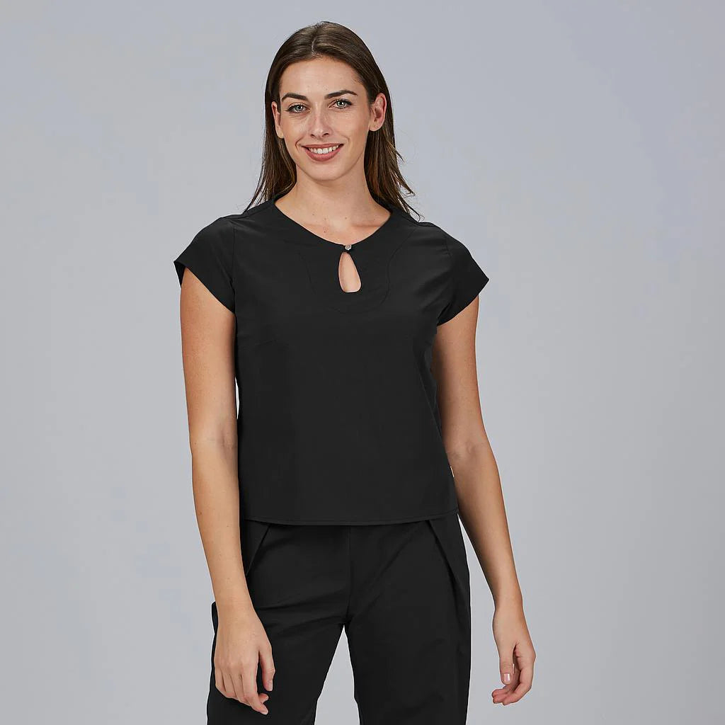 600104-001 - BLUSA MUJER ESCOTE LAGRIMA M/C PETRA NEGRO