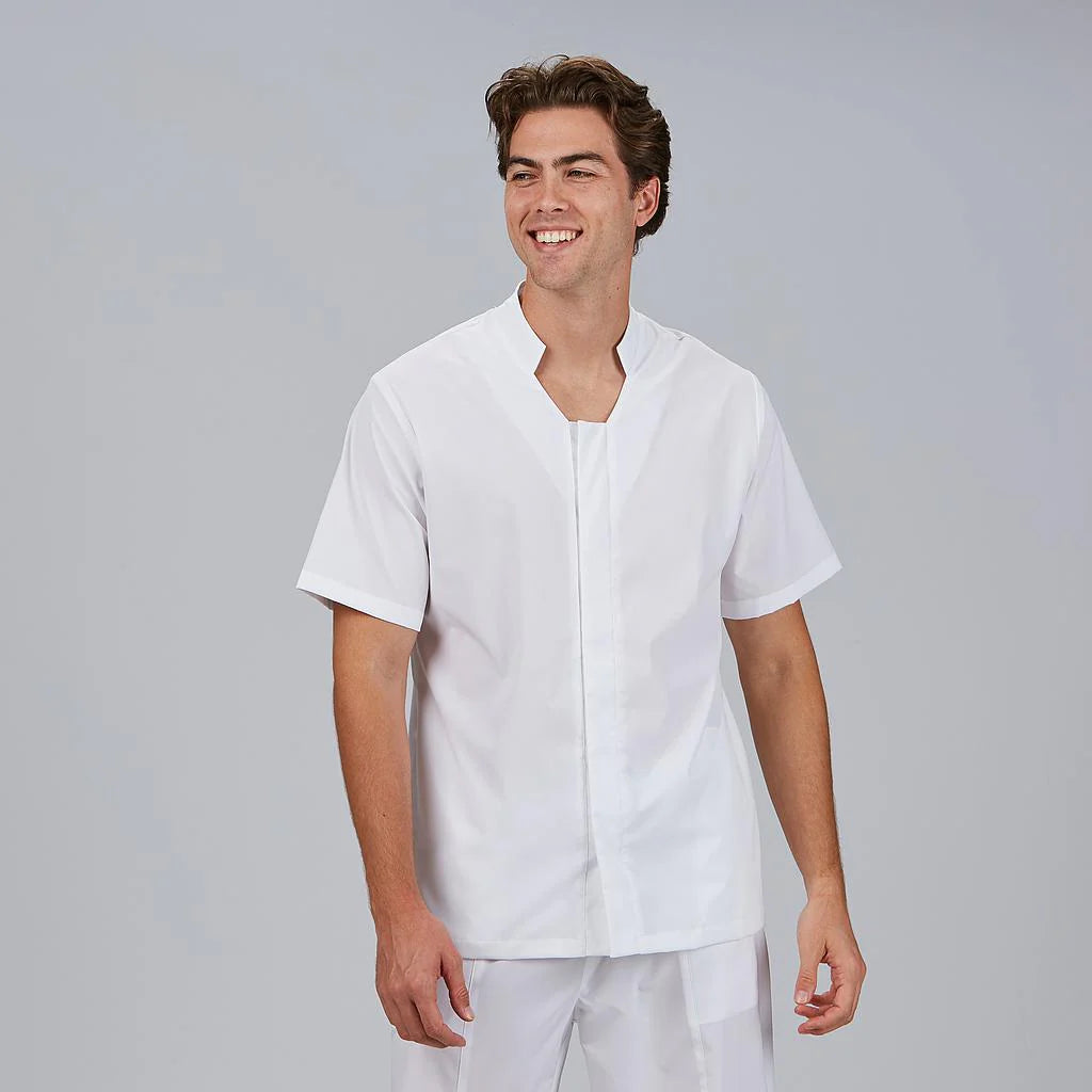 600105-101 - BLUSA HOMBRE BOTON OCULTO M/C MARC BLANCO